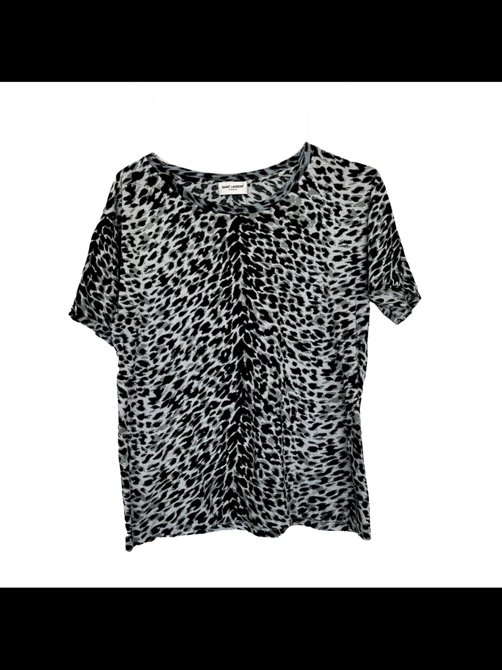 Saint Laurent Black & White Animal-Print Short Sleeve Tee